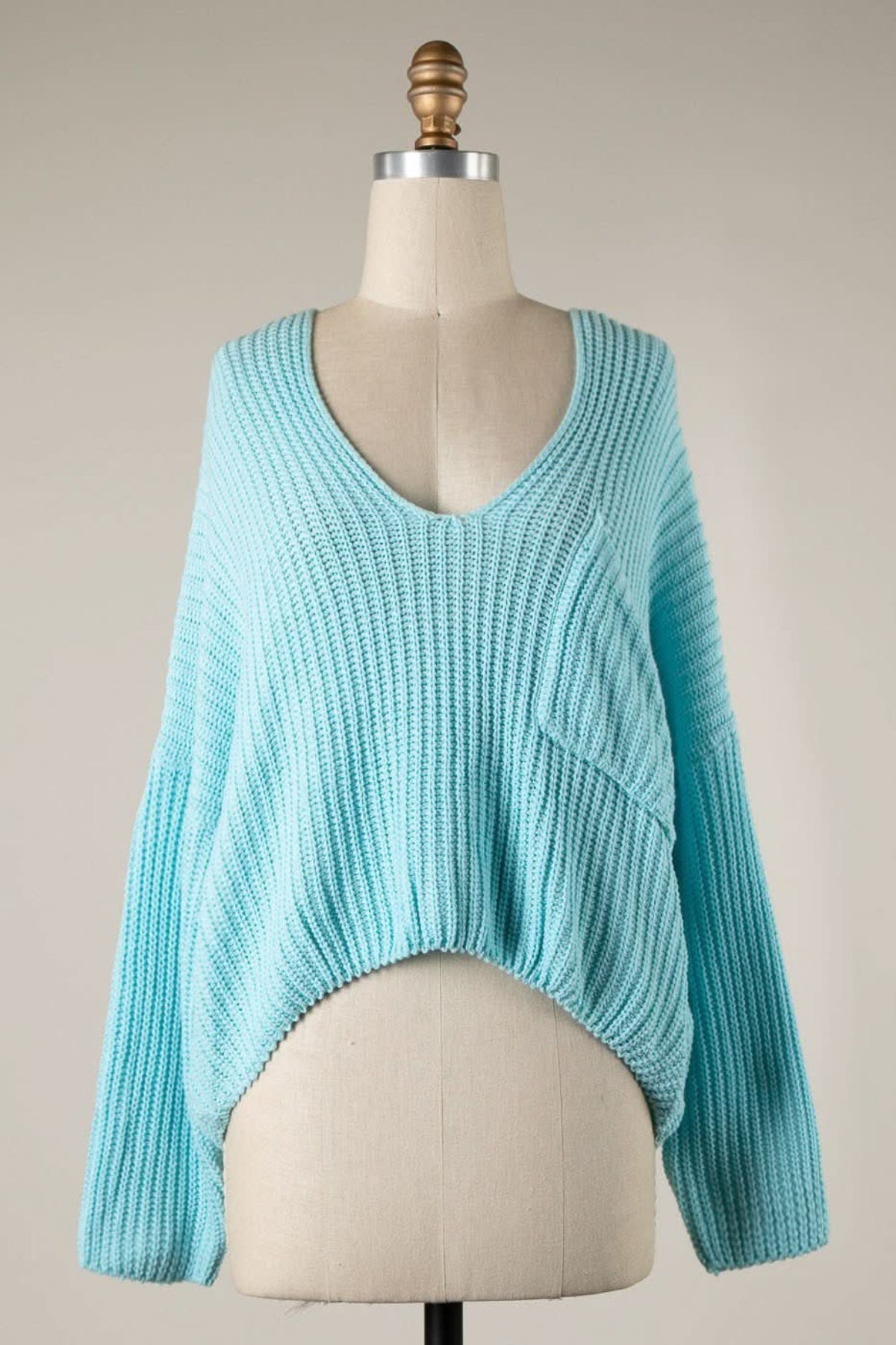 Brynn Aqua V-Neck Sweater