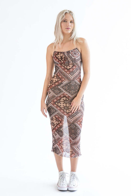 Mesh Dark Patchwork Maxi Dress