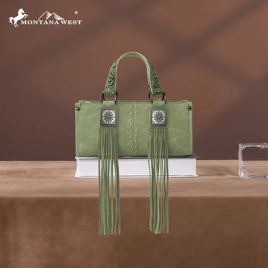 Montana West Green Western Fringe Concho Mini Crossbody Purse Bag MW1351-888 GRN