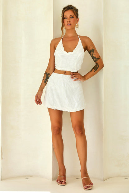 Moonlight Drive Beaded Chiffon Top - White