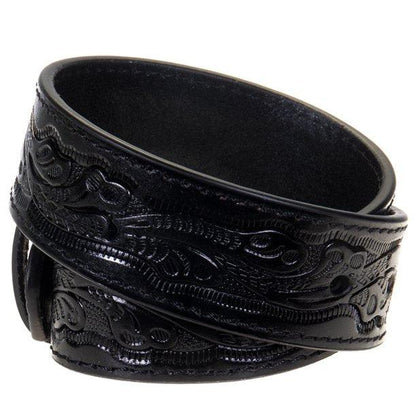 Nocona Kid's Black Floral Bull Belt N4410401-Painted Cowgirl Western Store