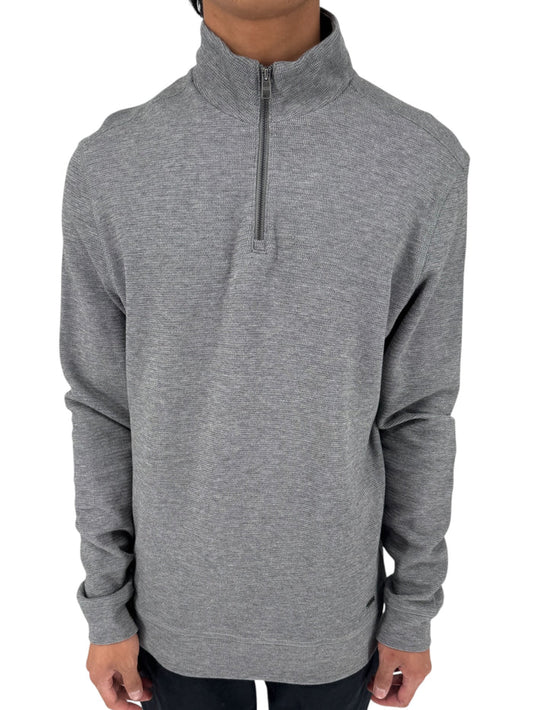 NWT BOSS Hugo Boss Gray Merino Wool Quarter Zip Sweater Mens L Regular Fit