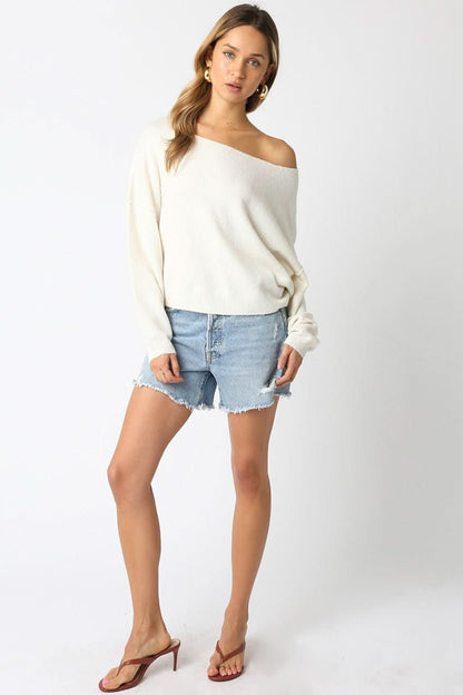 Cecily White Slouchy Pullover Sweater