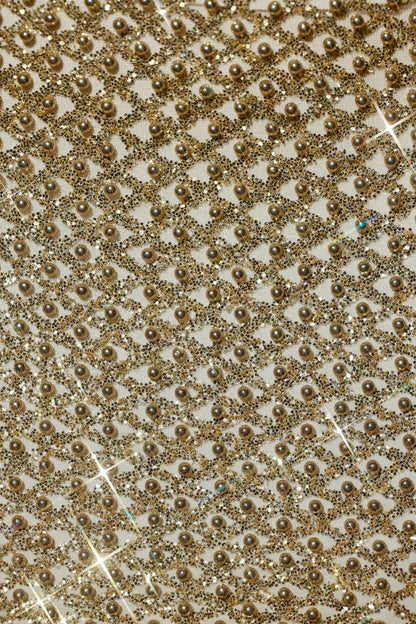 Embellished Low-Rise Mini Skirt in Gold