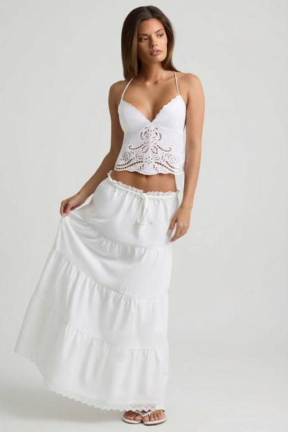 Cutwork Backless Cotton-Poplin Camisole Top in White