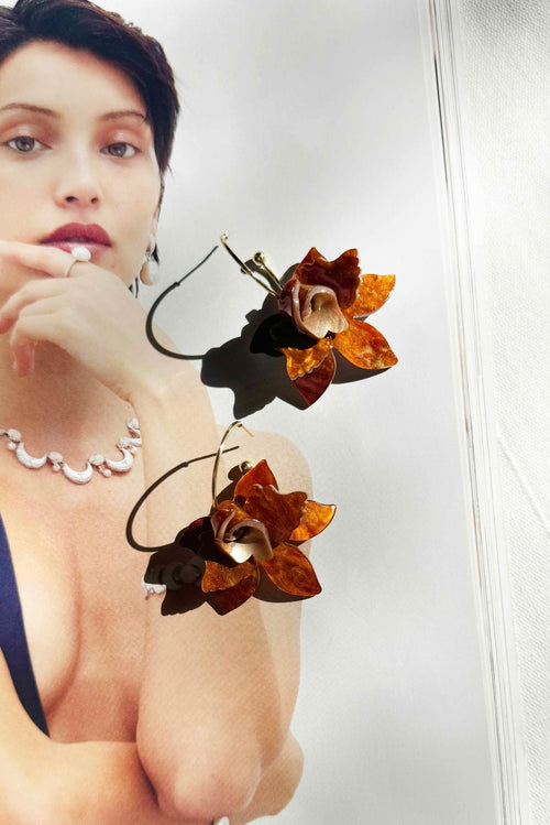 Orchid Glow Earrings - Brown