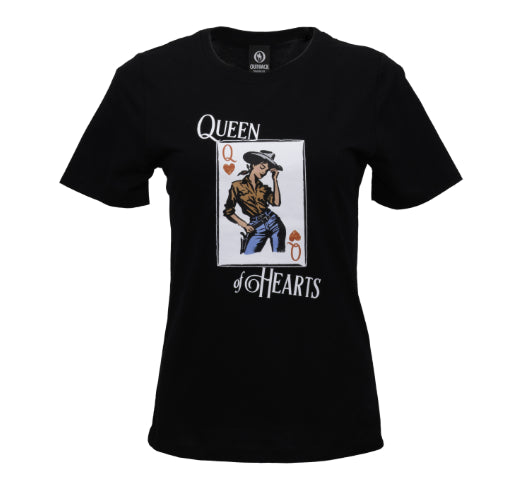 Outback Trading Co Women's Black 'Queen of Hearts' Graphic Tee Shirt 40372-BLK