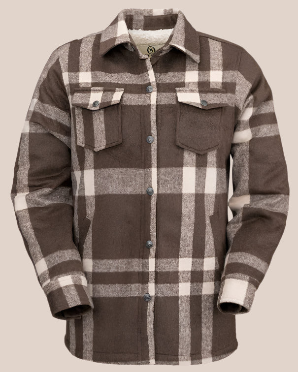 Outback Trading Co. Women's Brown C'Anne Plaid Shirt Jacket 29649-BRN