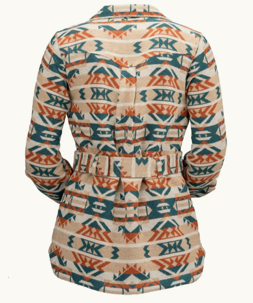 Outback Trading Company Women's Valarie Burnt Orange Aztec Belted Jacket 40265-BTO