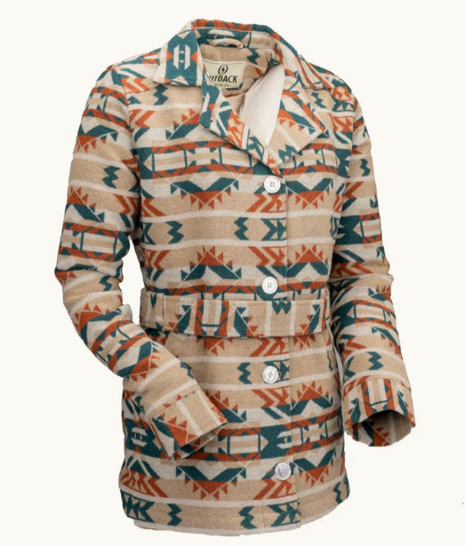 Outback Trading Company Women's Valarie Burnt Orange Aztec Belted Jacket 40265-BTO