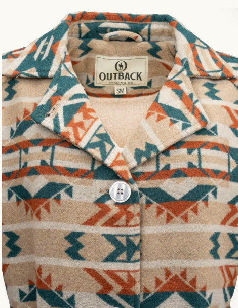 Outback Trading Company Women's Valarie Burnt Orange Aztec Belted Jacket 40265-BTO