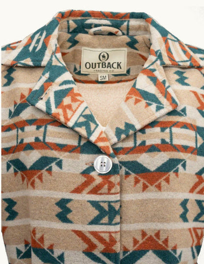 Outback Trading Company Women's Valarie Burnt Orange Aztec Belted Jacket 40265-BTO