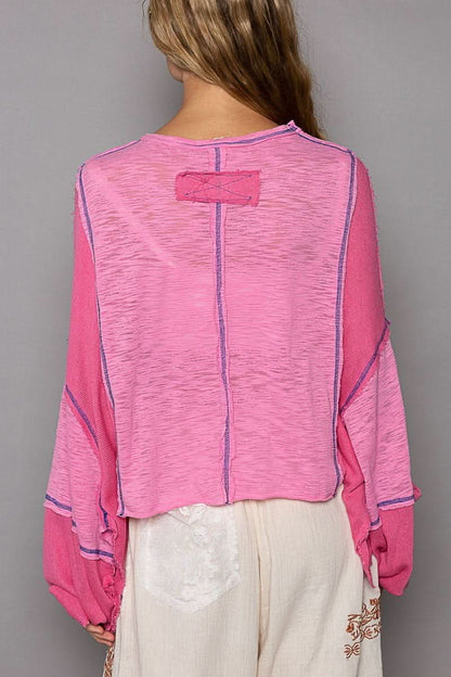 Alina Pink Round Neck Oversized Top