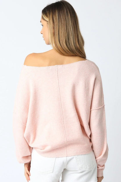 Cecily Light Pink Slouchy Pullover Sweater