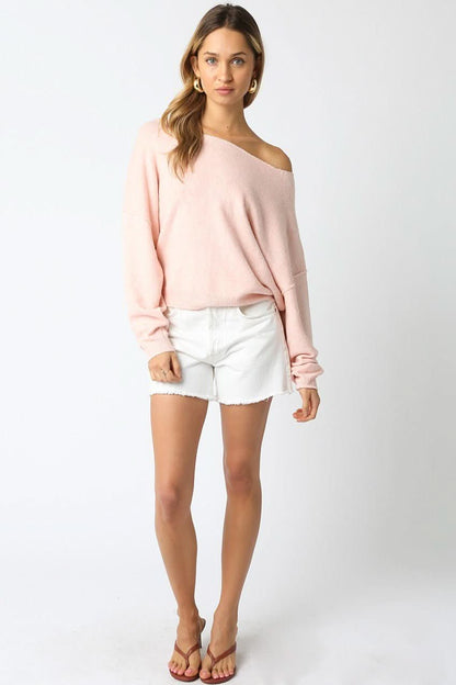 Cecily Light Pink Slouchy Pullover Sweater