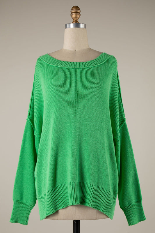 Coffee Date Spring Green Oversized Sweater