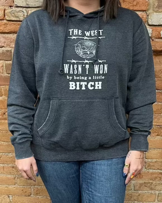 Painted Cowgirl Unisex Vintage Black West Wasn't Won Hoodie