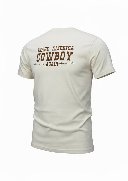 Painted Cowgirl's "Make America Cowboy Again" Natural Tee Shirt