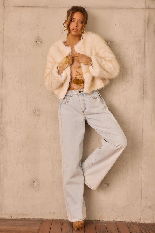 Paris Night Faux Fur Jacket - Ivory