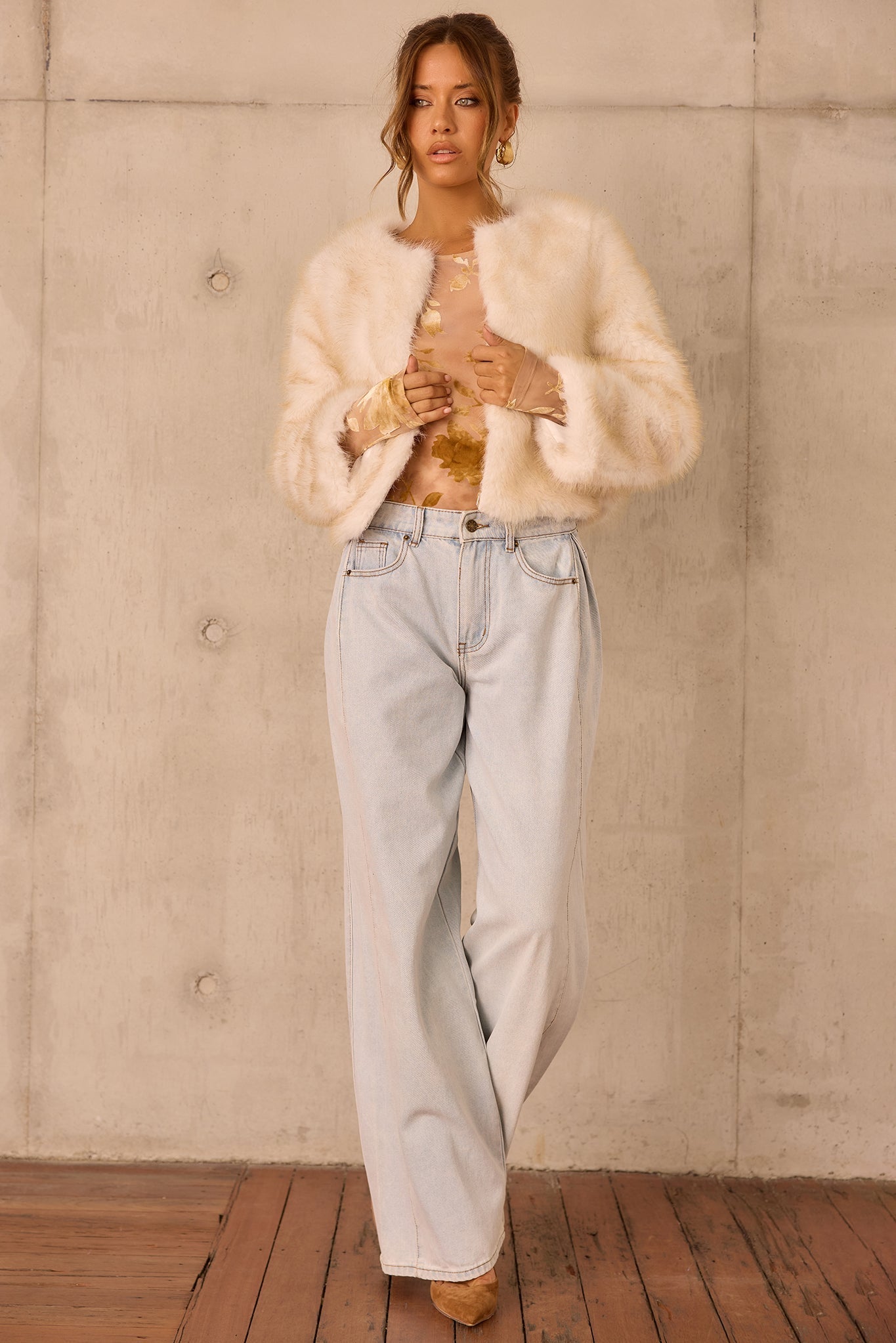 Paris Night Faux Fur Jacket - Ivory