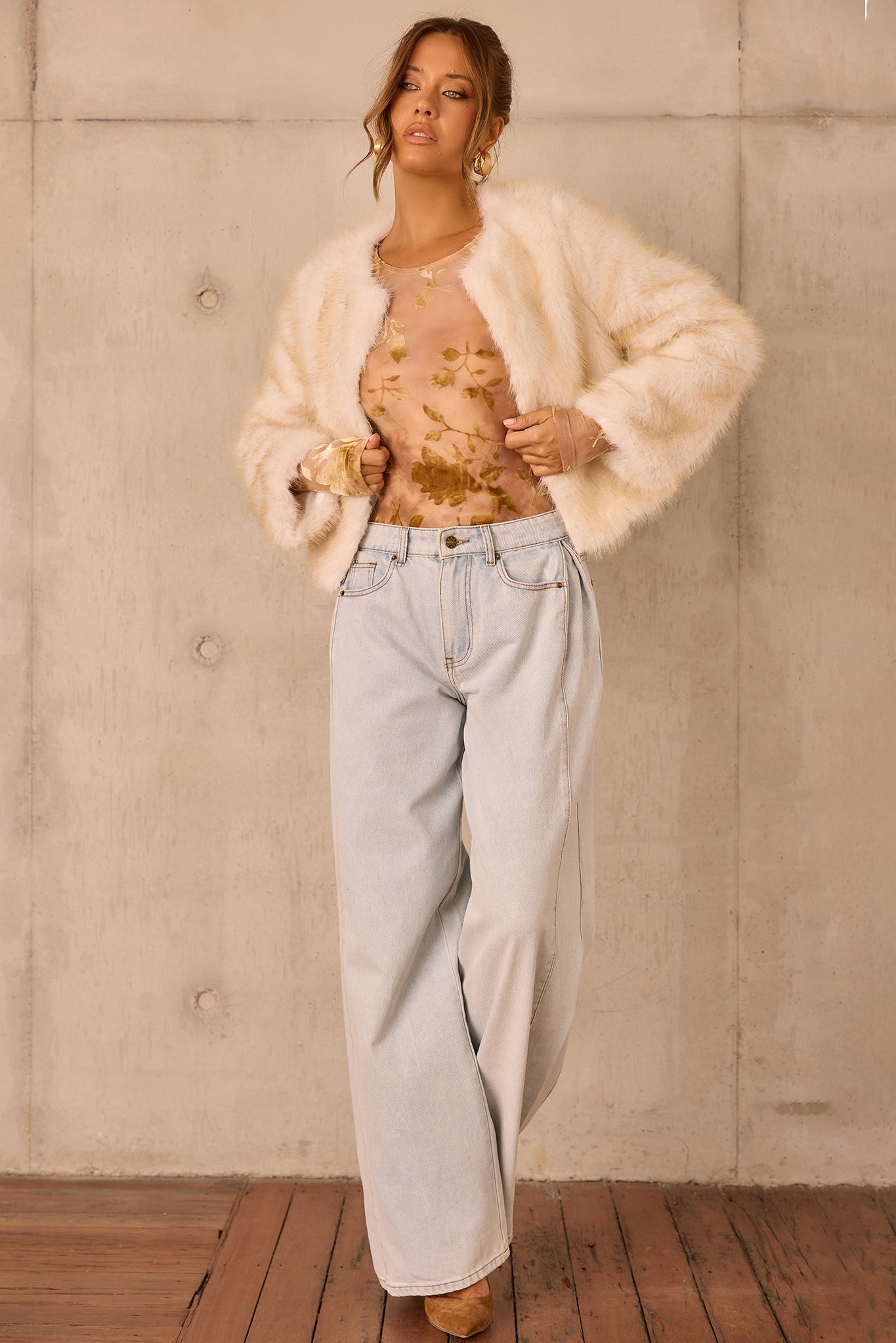 Paris Night Faux Fur Jacket - Ivory