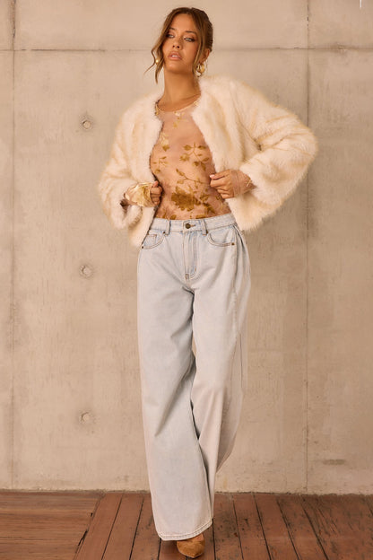 Paris Night Faux Fur Jacket - Ivory