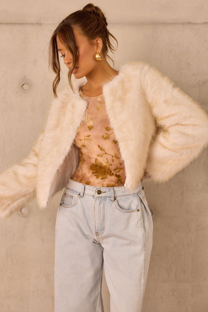 Paris Night Faux Fur Jacket - Ivory
