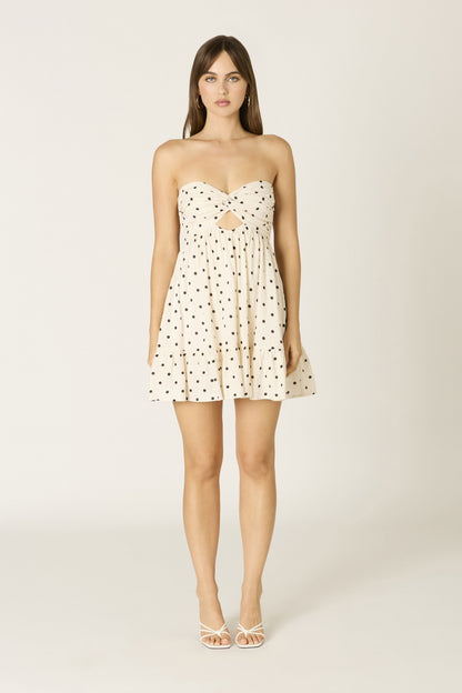 Argie Cream and Black Polka Dot Strapless Romper