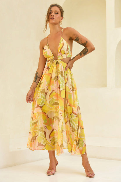 Rays Maxi Dress - Yellow Print