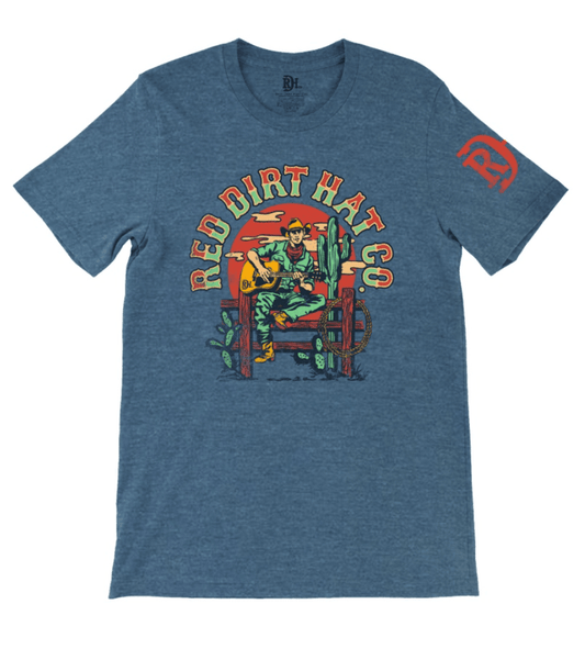 Red Dirt Hat Co. Heather Navy Signing Cowboy Tee Shirt RDHC-T-118
