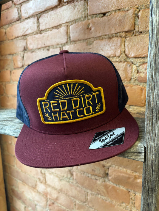 Red Dirt Hat Co. Maroon & Navy Hotels Lights 5 Panel Snapback Hat RDHC-425-Painted Cowgirl Western Store