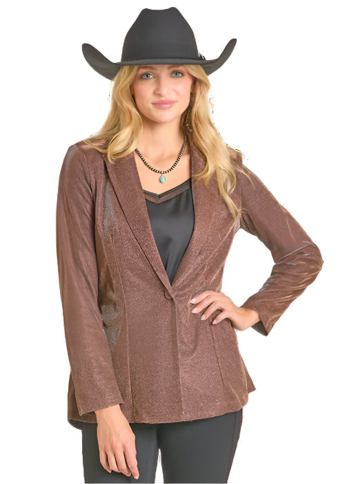 Rock and Roll Cowgirl Women's Brown Iridescent Blazer BW96T06947