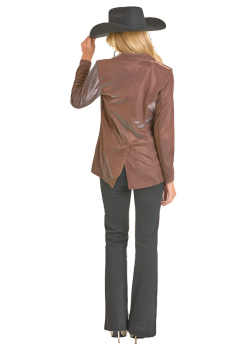 Rock and Roll Cowgirl Women's Brown Iridescent Blazer BW96T06947