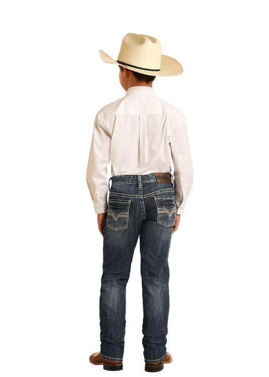 Rock & Roll Cowboy Boy's Revolver Reflex Stretch BootCut Jeans BBS9882-Painted Cowgirl Western Store