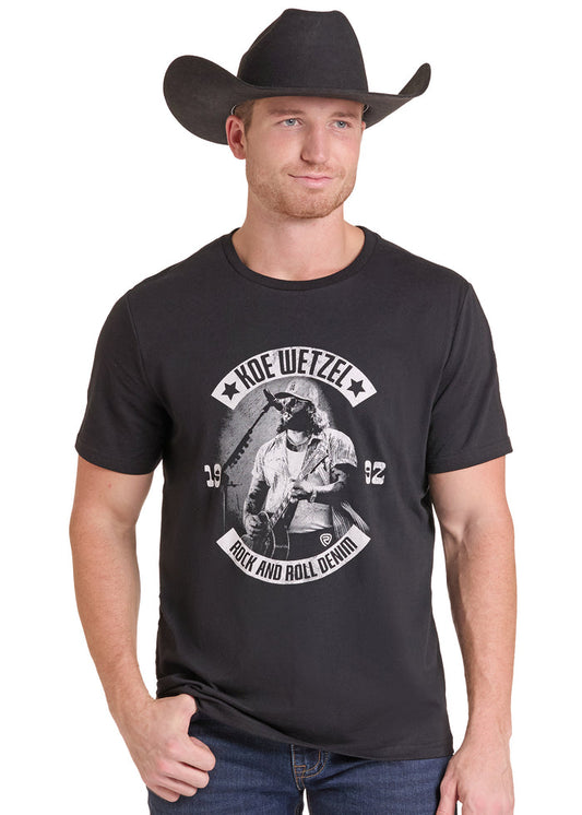 Rock & Roll Cowboy X Koe Wetzel Black Short Sleeve Tee Shirt BU21T09942