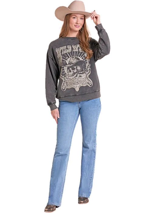 Rock & Roll Cowgirl Black 'Wild West Cowboy' Sweatshirt BW91T09721