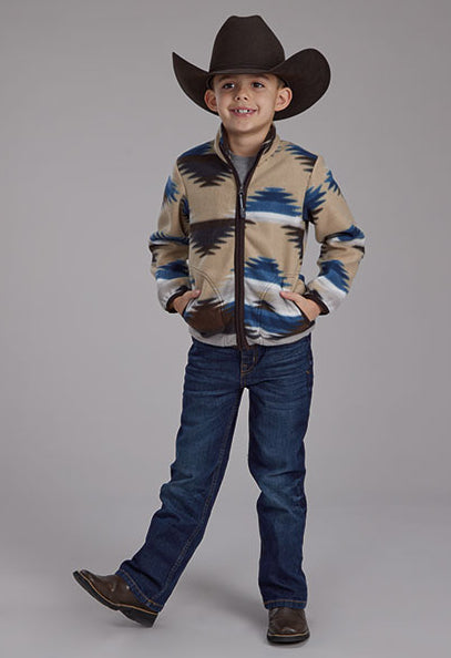 Roper Boy's Brown Western Aztec Polar Fleece Zip Jacket 0250-6632BRN