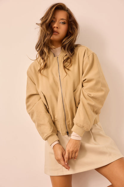 Sahara Drift Bomber Jacket - Taupe