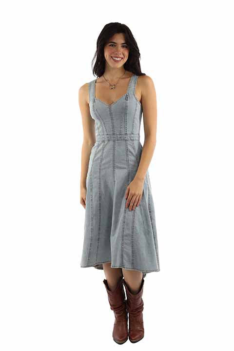 Scully Honey Creek Women’s Denim V-Neck Hi-Lo Dress HC979-LTBL