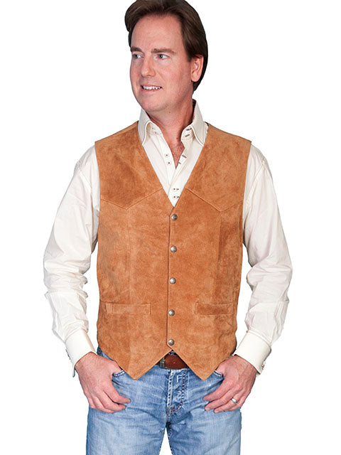 Scully Men's Light Rust Brown Suede Leather Snap Vest 507-212