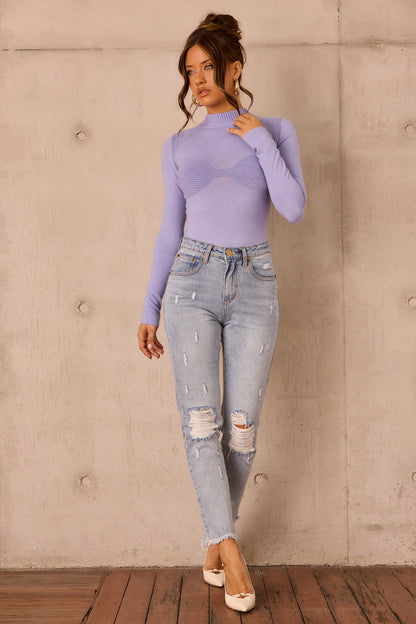 Sculpted Verse Knit Bodysuit - Cornflower