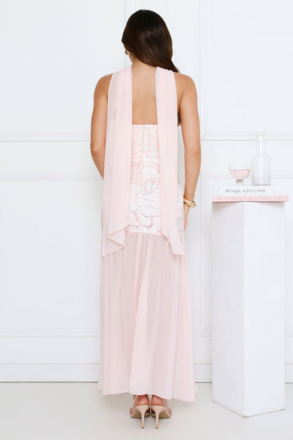 Sophisticated Night Strapless Maxi Dress Pink