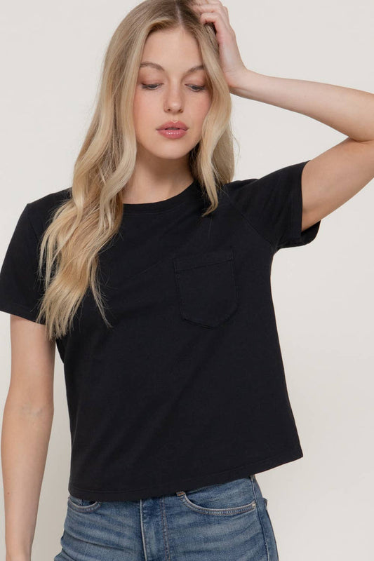 Short Sleeve Garment Dye Knit Top