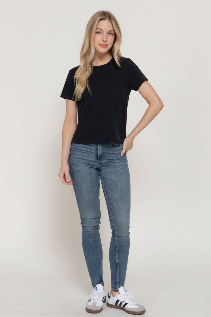 Short Sleeve Garment Dye Knit Top