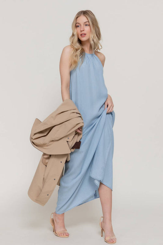 Sleeveless Adjustable Halter Neck  Dress