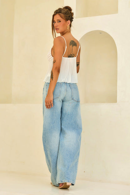 Soft Moonlit Chiffon Top - White