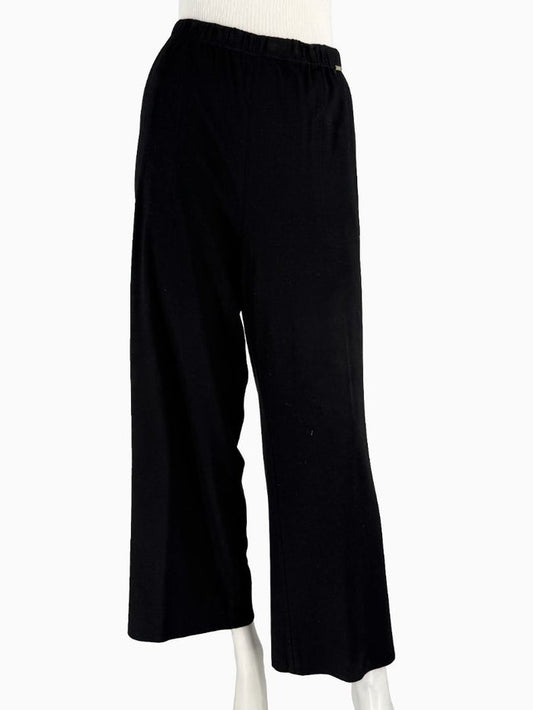 St. John Black Elastic Waist Wide-Leg Pants – Size Large