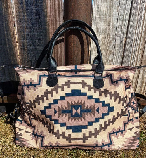 Sterling Kreek Tan Navajo Rug Print Large Tote Bag