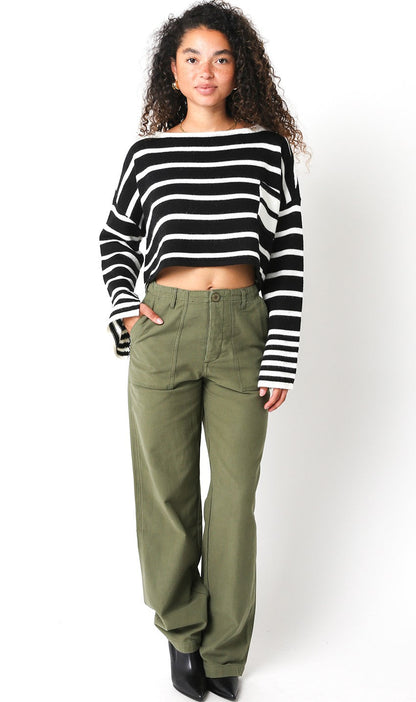 Carter Black Striped Cropped Sweater