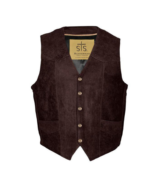 STS Ranchwear Men's Brandy Brown Leather Concealed Carry Chisum Vest STS3646-Painted Cowgirl Western Store
